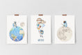 Load image into Gallery viewer, Personalised Space Nursery Prints | Set of 3 Solar System Wall Art for Boys' Bedroom - RoseRowanDesign
