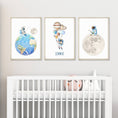 Load image into Gallery viewer, Personalised Space Nursery Prints | Set of 3 Solar System Wall Art for Boys' Bedroom - RoseRowanDesign
