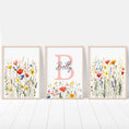 Load image into Gallery viewer, Personalised Wildflower Nursery Prints | Set of 3 | Botanical Floral Decor for Girls' Room - RoseRowanDesign
