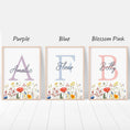 Load image into Gallery viewer, Personalised Wildflower Nursery Prints | Set of 3 | Botanical Floral Decor for Girls' Room - RoseRowanDesign
