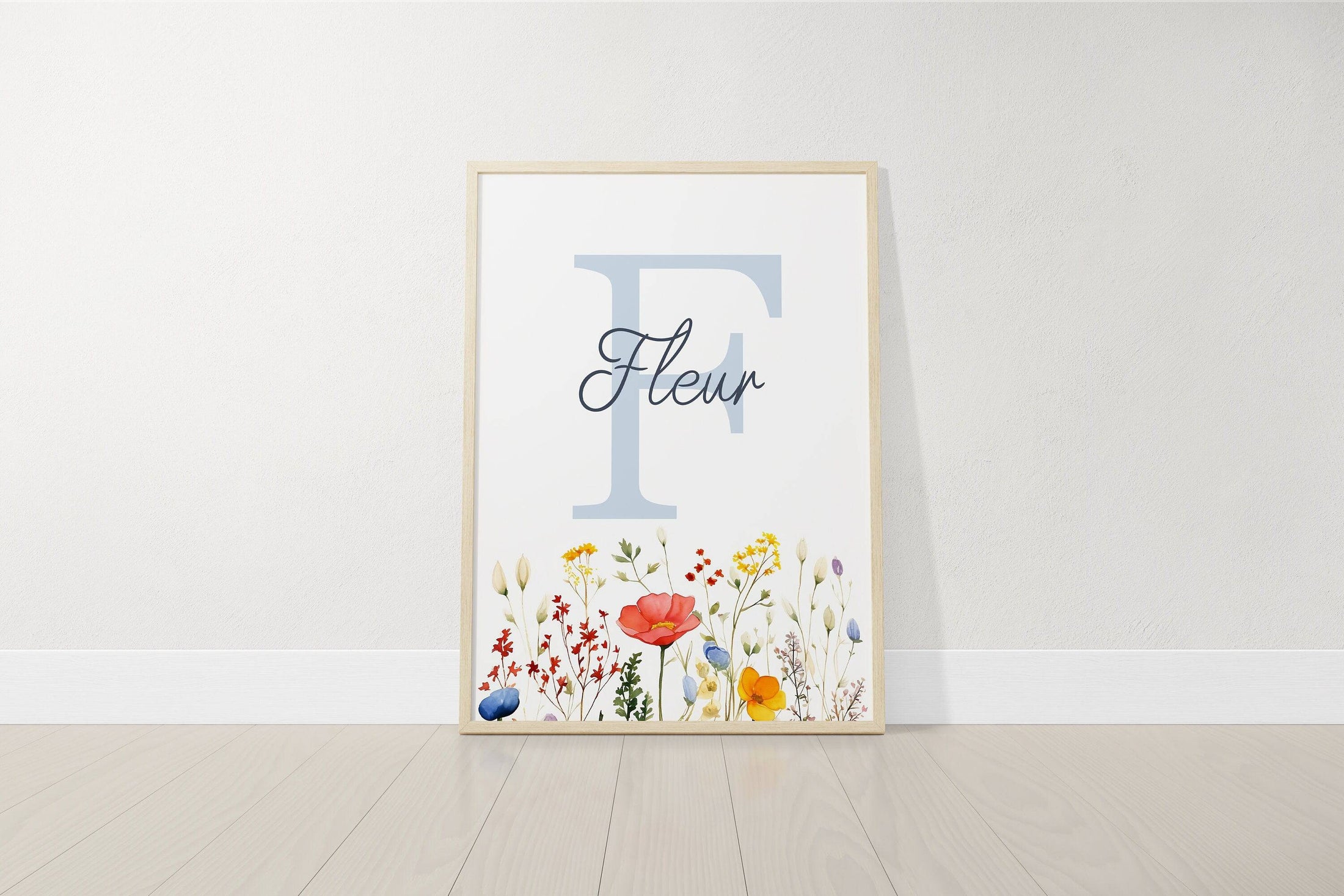 Personalised Wildflower Nursery Prints | Set of 3 | Botanical Floral Decor for Girls' Room - RoseRowanDesign