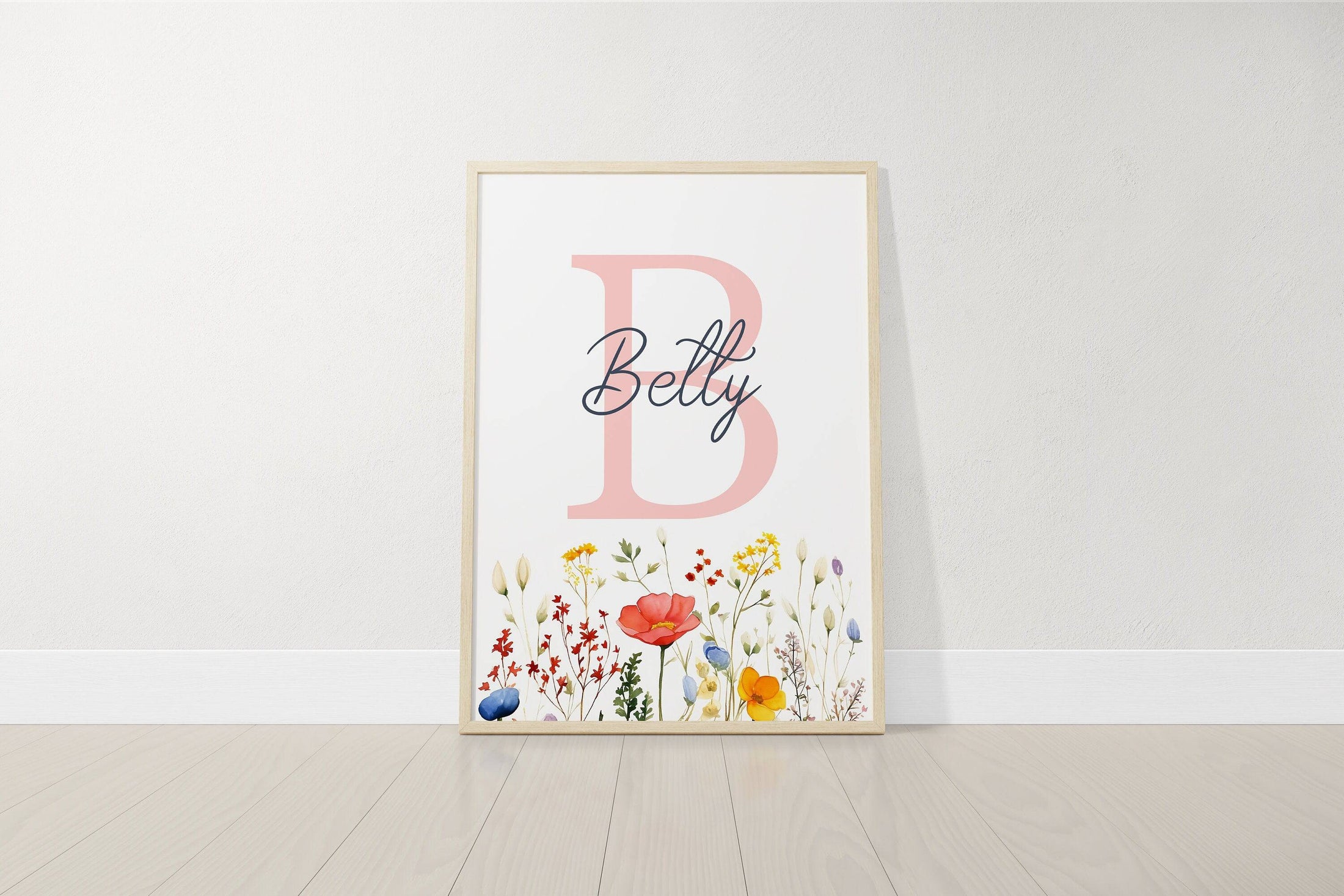 Personalised Wildflower Nursery Prints | Set of 3 | Botanical Floral Decor for Girls' Room - RoseRowanDesign