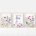 Load image into Gallery viewer, Personalised Wildflower Nursery Prints | Set of 3 | Custom Initials - RoseRowanDesign
