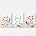 Load image into Gallery viewer, Personalised Wildflower Nursery Prints | Set of 3 | Custom Initials - RoseRowanDesign
