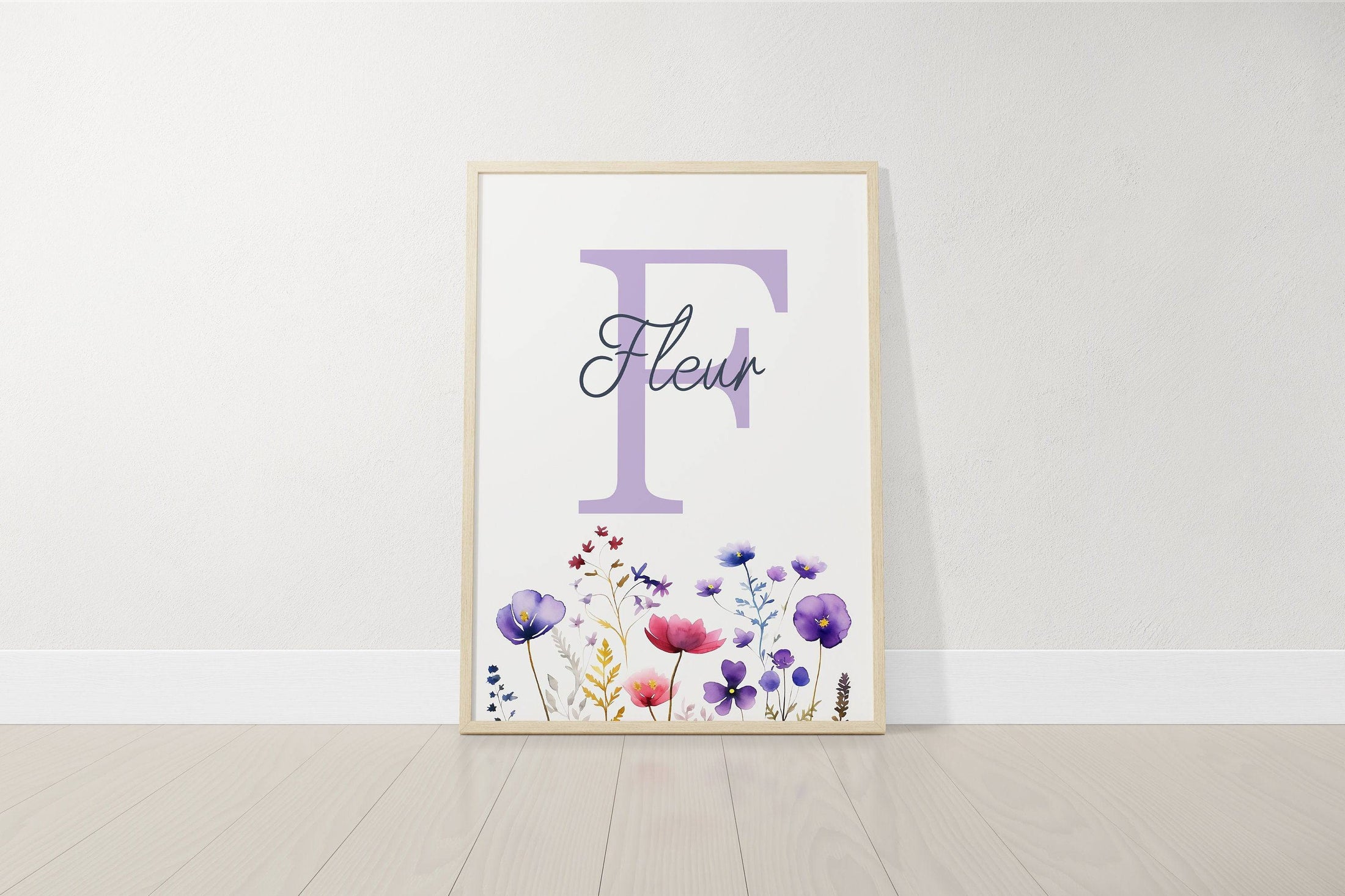Personalised Wildflower Nursery Prints | Set of 3 | Custom Initials - RoseRowanDesign