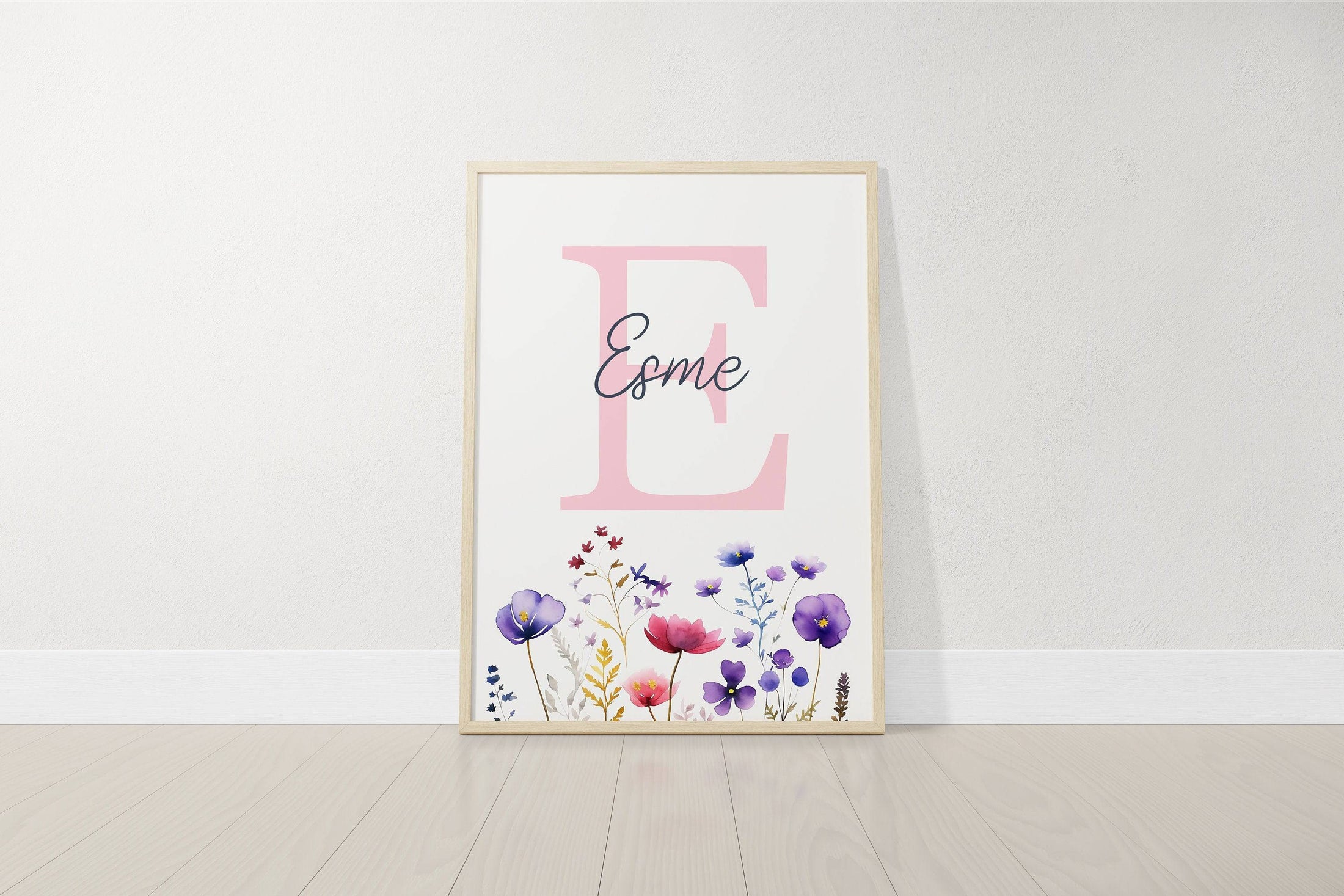 Personalised Wildflower Nursery Prints | Set of 3 | Custom Initials - RoseRowanDesign