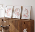 Load image into Gallery viewer, Pink Boho Unicorn Nursery Wall Art | Set of 3 | Girls' Bedroom and Playroom Decor - RoseRowanDesign

