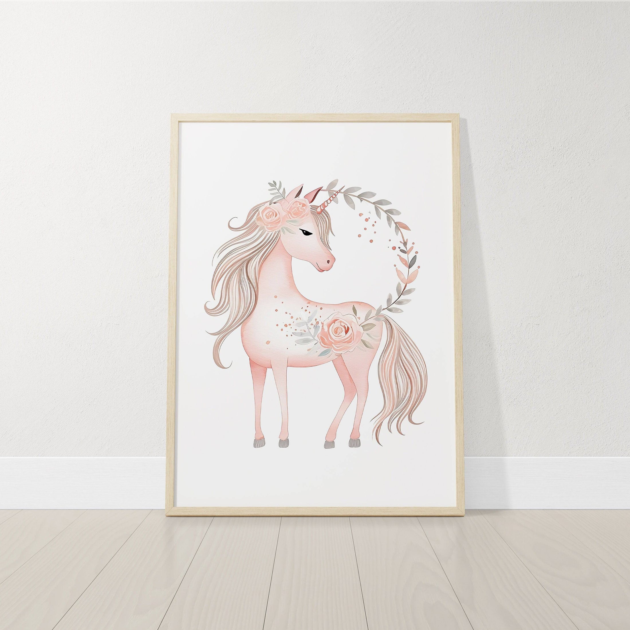 Pink Boho Unicorn Nursery Wall Art | Set of 3 | Girls' Bedroom and Playroom Decor - RoseRowanDesign