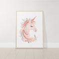 Load image into Gallery viewer, Pink Boho Unicorn Nursery Wall Art | Set of 3 | Girls' Bedroom and Playroom Decor - RoseRowanDesign

