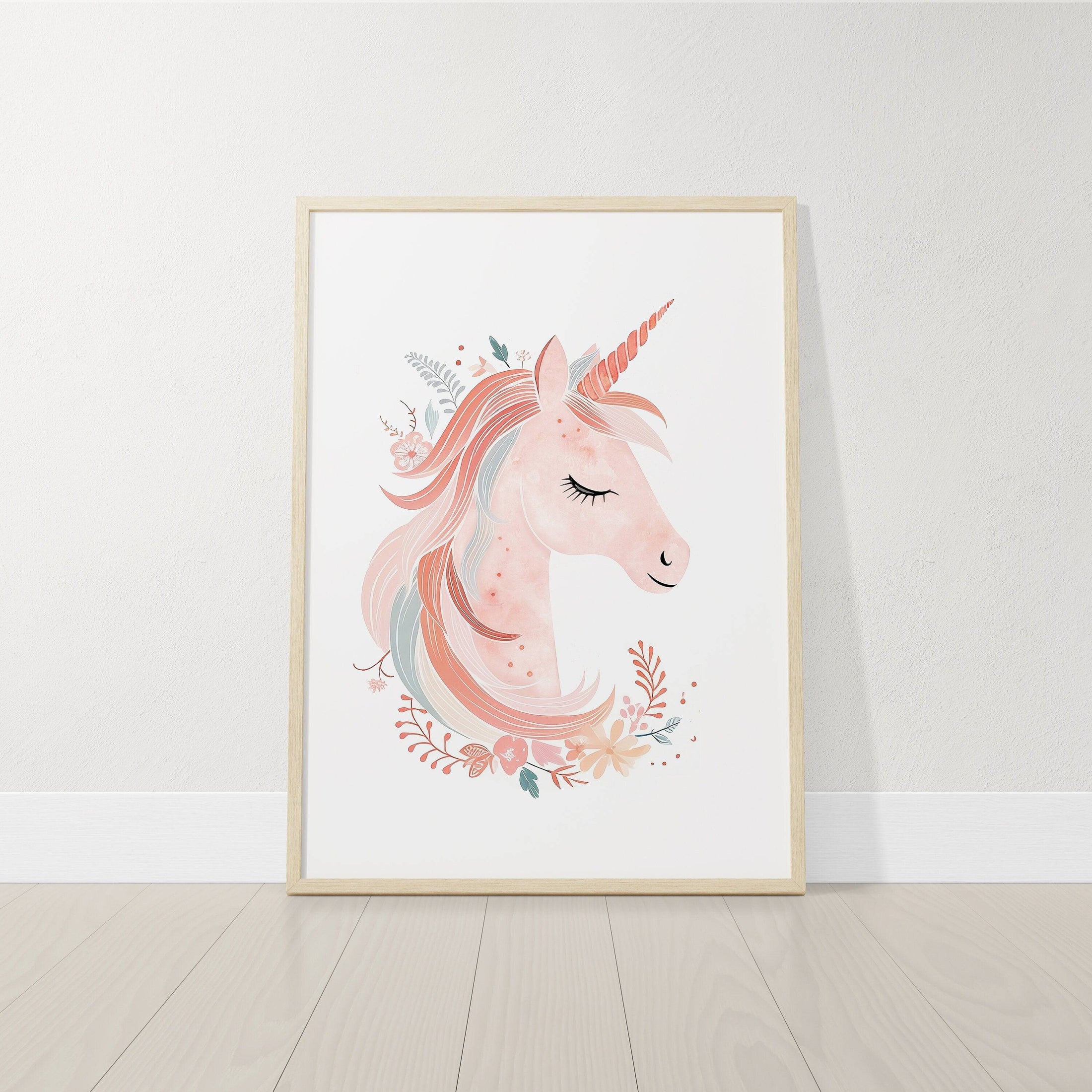 Pink Boho Unicorn Nursery Wall Art | Set of 3 | Girls' Bedroom and Playroom Decor - RoseRowanDesign