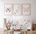 Load image into Gallery viewer, Pink Butterflies Nursery Wall Art | Set of 3 | Boho Decor for Baby Girls' Room - RoseRowanDesign
