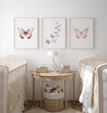 Load image into Gallery viewer, Pink Butterflies Nursery Wall Art | Set of 3 | Boho Decor for Baby Girls' Room - RoseRowanDesign
