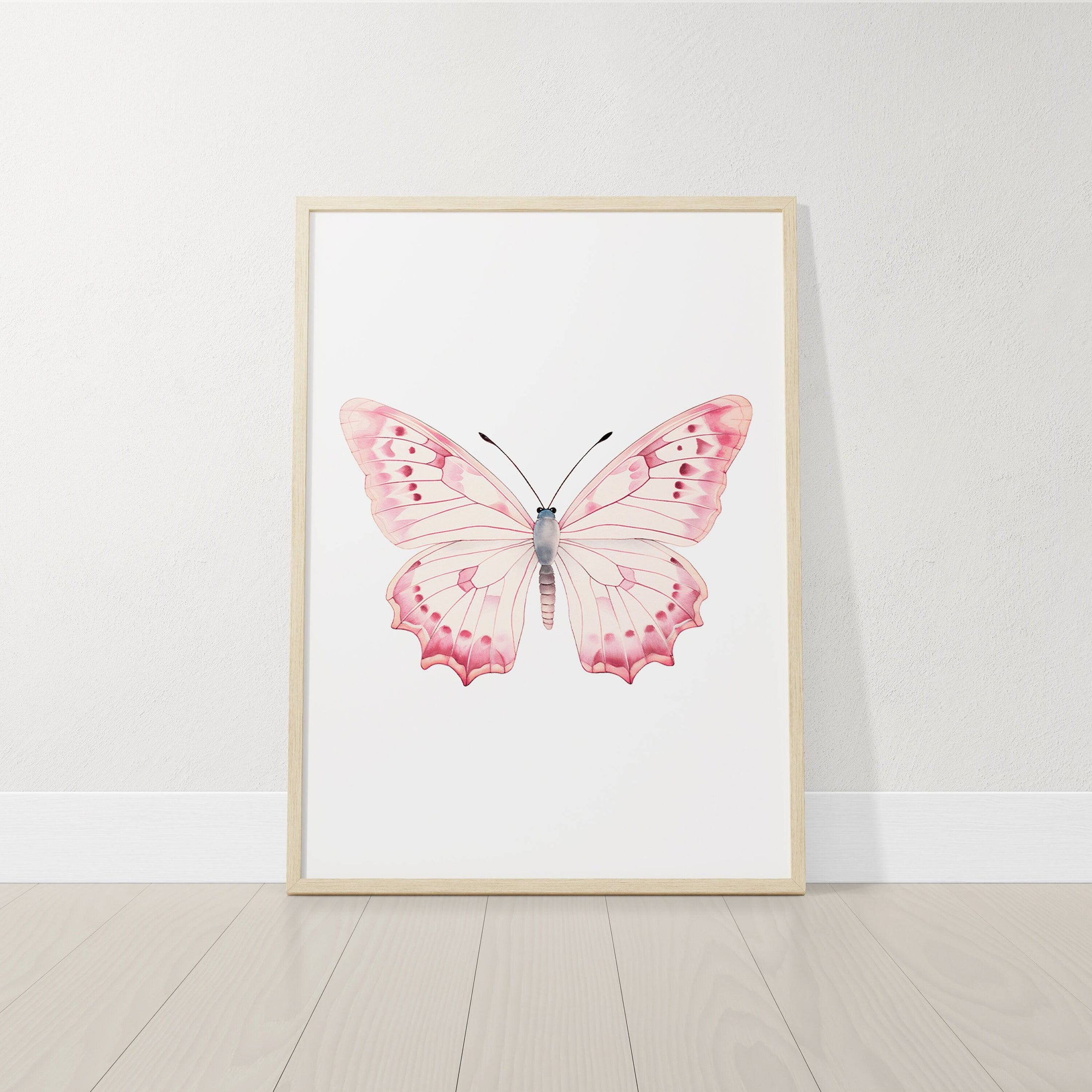 Pink Butterflies Nursery Wall Art | Set of 3 | Boho Decor for Baby Girls' Room - RoseRowanDesign