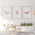 Load image into Gallery viewer, Pink Butterfly Nursery Wall Art | Set of 3 | Girly Bedroom Prints for Baby Girls' Room - RoseRowanDesign
