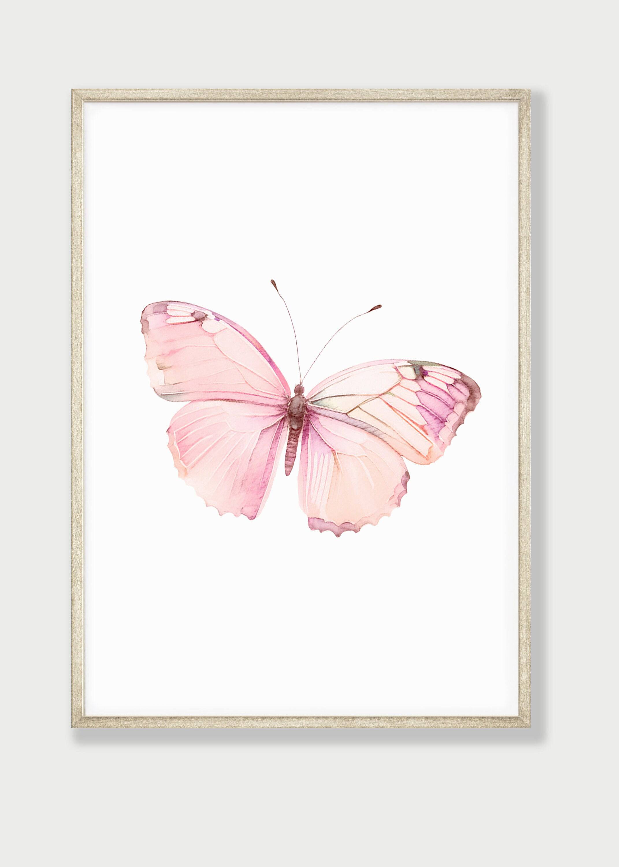 Pink Butterfly Nursery Wall Art | Set of 3 | Girly Bedroom Prints for Baby Girls' Room - RoseRowanDesign