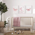 Load image into Gallery viewer, Pink Butterfly Personalised Nursery Prints | Set of 3 | Decor for Baby Girls' Room - RoseRowanDesign
