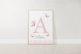 Load image into Gallery viewer, Pink Butterfly Personalised Nursery Prints | Set of 3 | Decor for Baby Girls' Room - RoseRowanDesign

