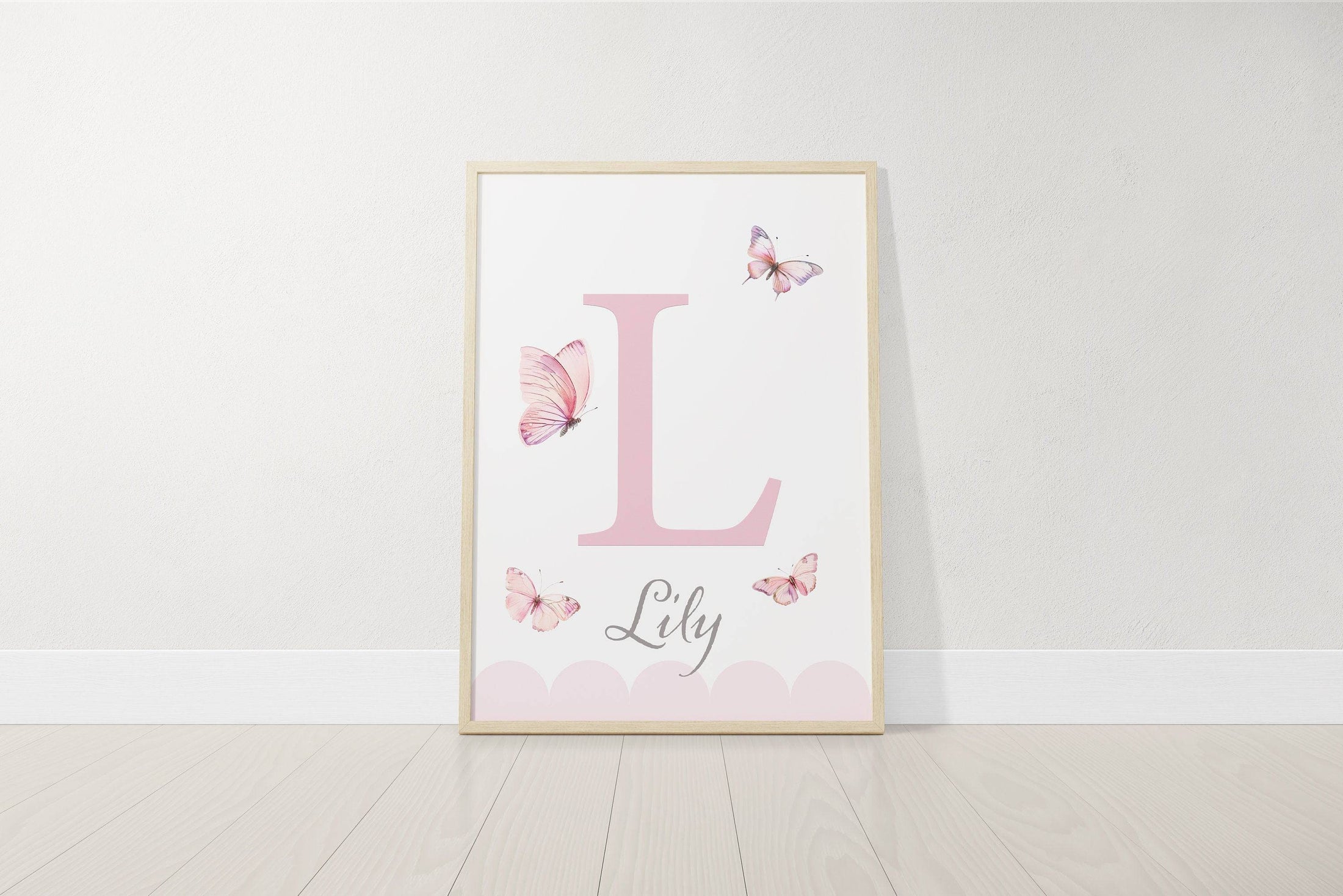 Pink Butterfly Personalised Nursery Prints | Set of 3 | Decor for Baby Girls' Room - RoseRowanDesign