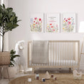 Load image into Gallery viewer, Pink Wildflower Nursery Prints | Set of 3 | Floral Decor for Baby Girls' Room - RoseRowanDesign
