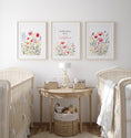 Load image into Gallery viewer, Pink Wildflower Nursery Prints | Set of 3 | Floral Decor for Baby Girls' Room - RoseRowanDesign
