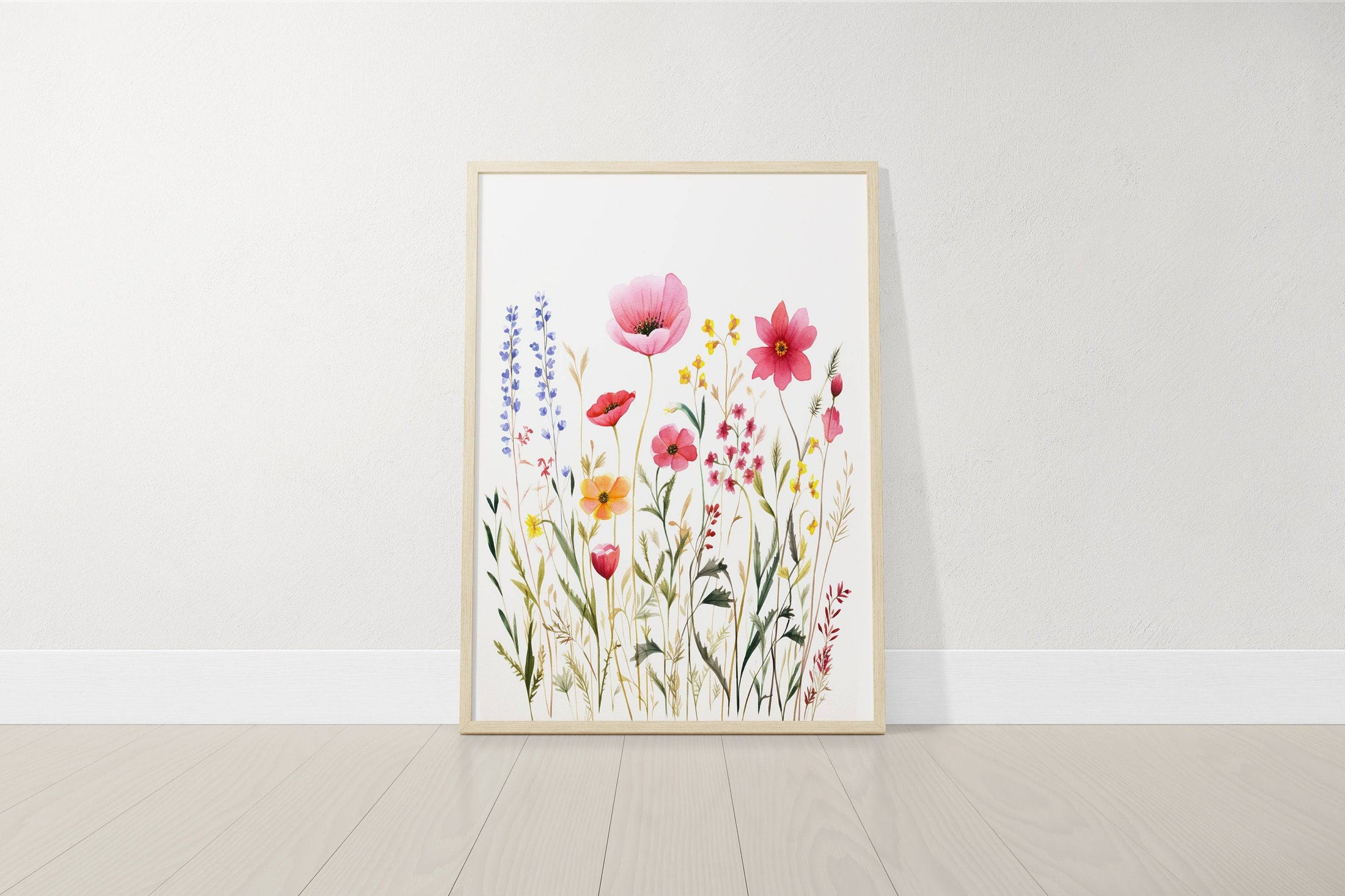 Pink Wildflower Nursery Prints | Set of 3 | Floral Decor for Baby Girls' Room - RoseRowanDesign