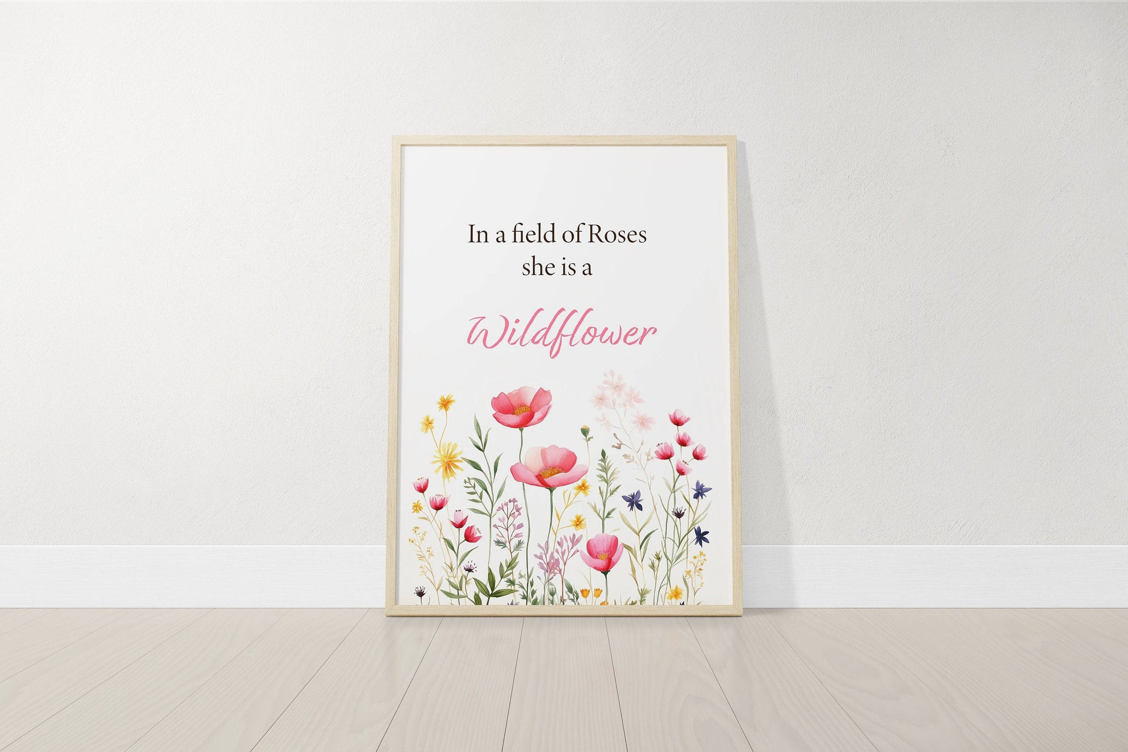 Pink Wildflower Nursery Prints | Set of 3 | Floral Decor for Baby Girls' Room - RoseRowanDesign