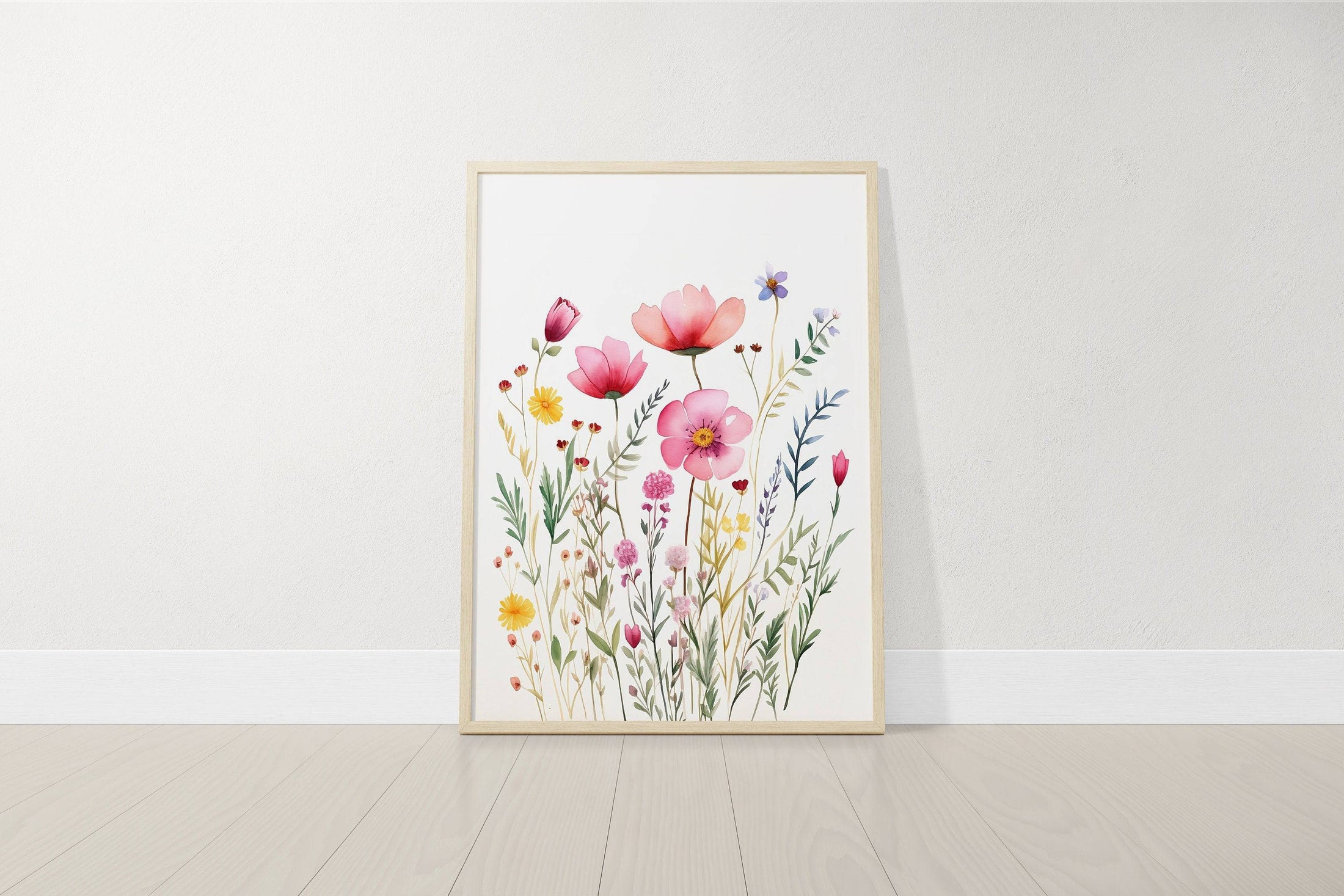 Pink Wildflower Nursery Prints | Set of 3 | Floral Decor for Baby Girls' Room - RoseRowanDesign
