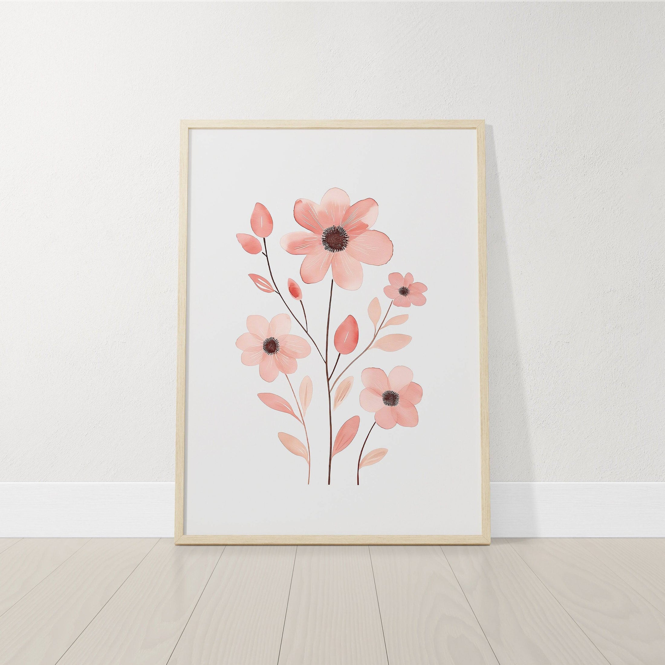 Pink Wildflower Nursery Wall Art | Set of 3 | Floral Decor for Baby Girls' Room - RoseRowanDesign