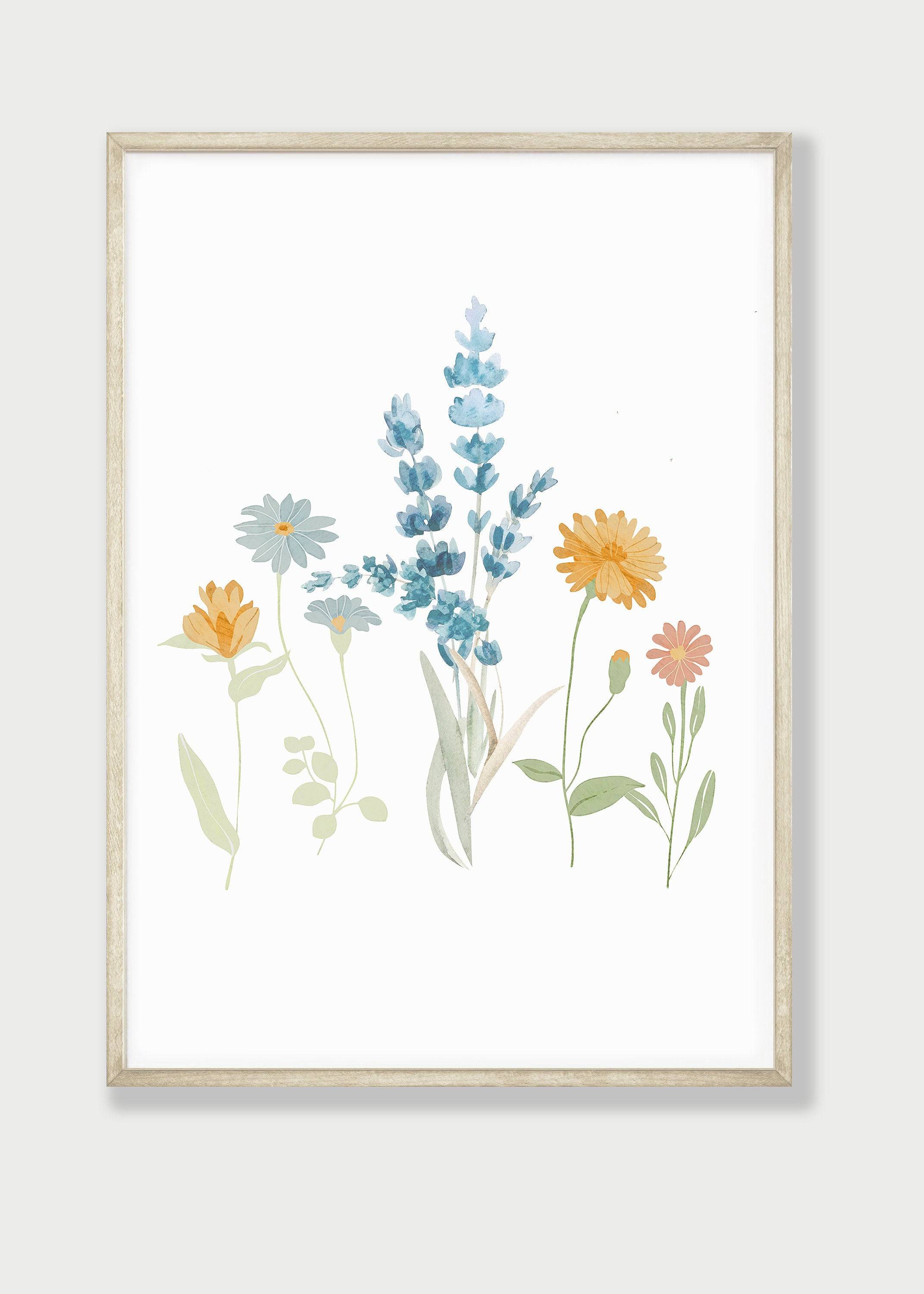 Flower Prints for Girls' Bedroom | Set of 2 | Wildflower Nursery Wall Art for Boho & Scandi Rooms - RoseRowanDesign