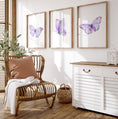 Load image into Gallery viewer, Purple Butterfly Nursery Wall Art | Set of 3 | Girly Bedroom Decor for Baby Girls' Room - RoseRowanDesign

