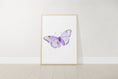 Load image into Gallery viewer, Purple Butterfly Personalised Nursery Prints | Set of 3 | Wall Art for Baby Girls' Room - RoseRowanDesign
