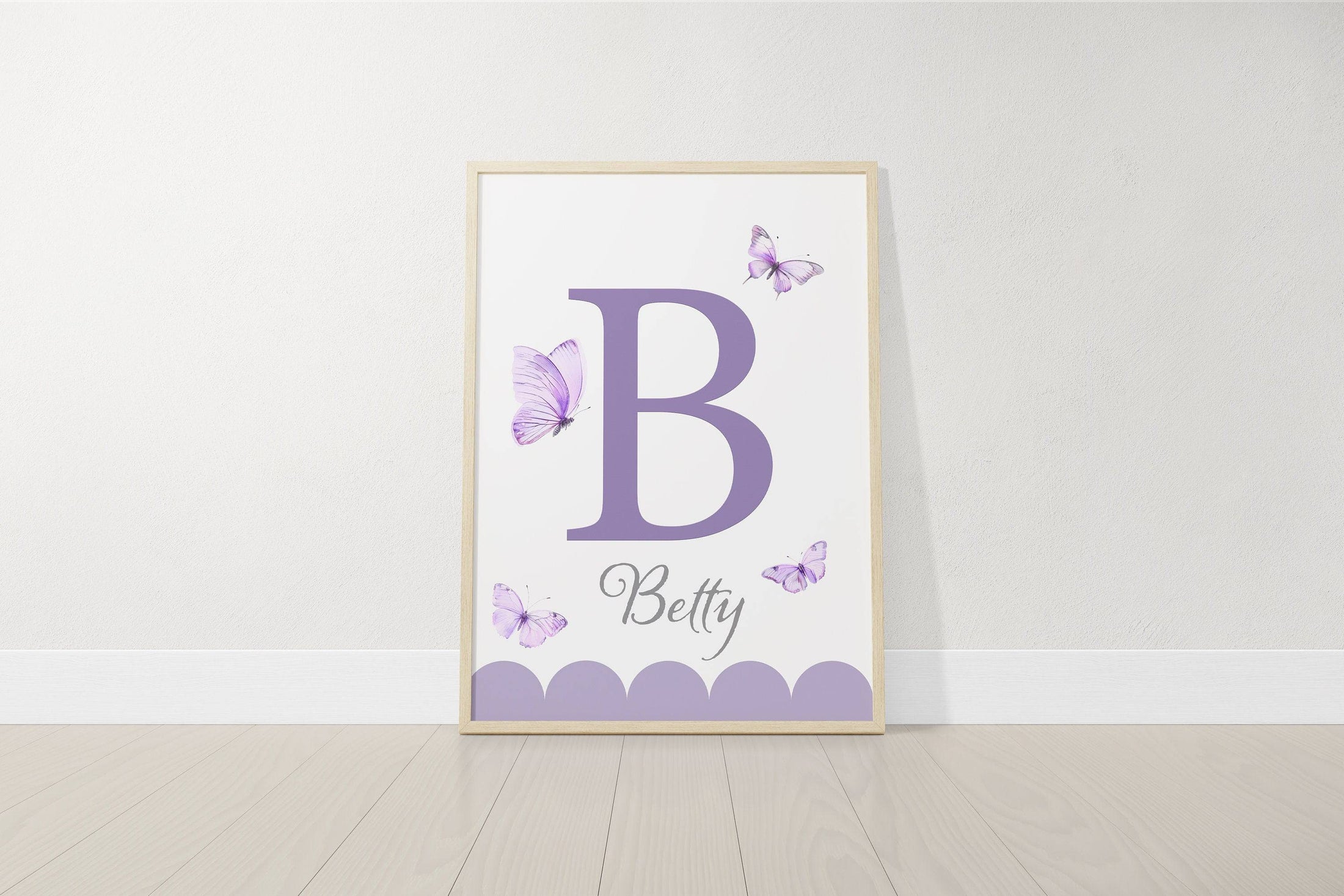 Purple Butterfly Personalised Nursery Prints | Set of 3 | Wall Art for Baby Girls' Room - RoseRowanDesign