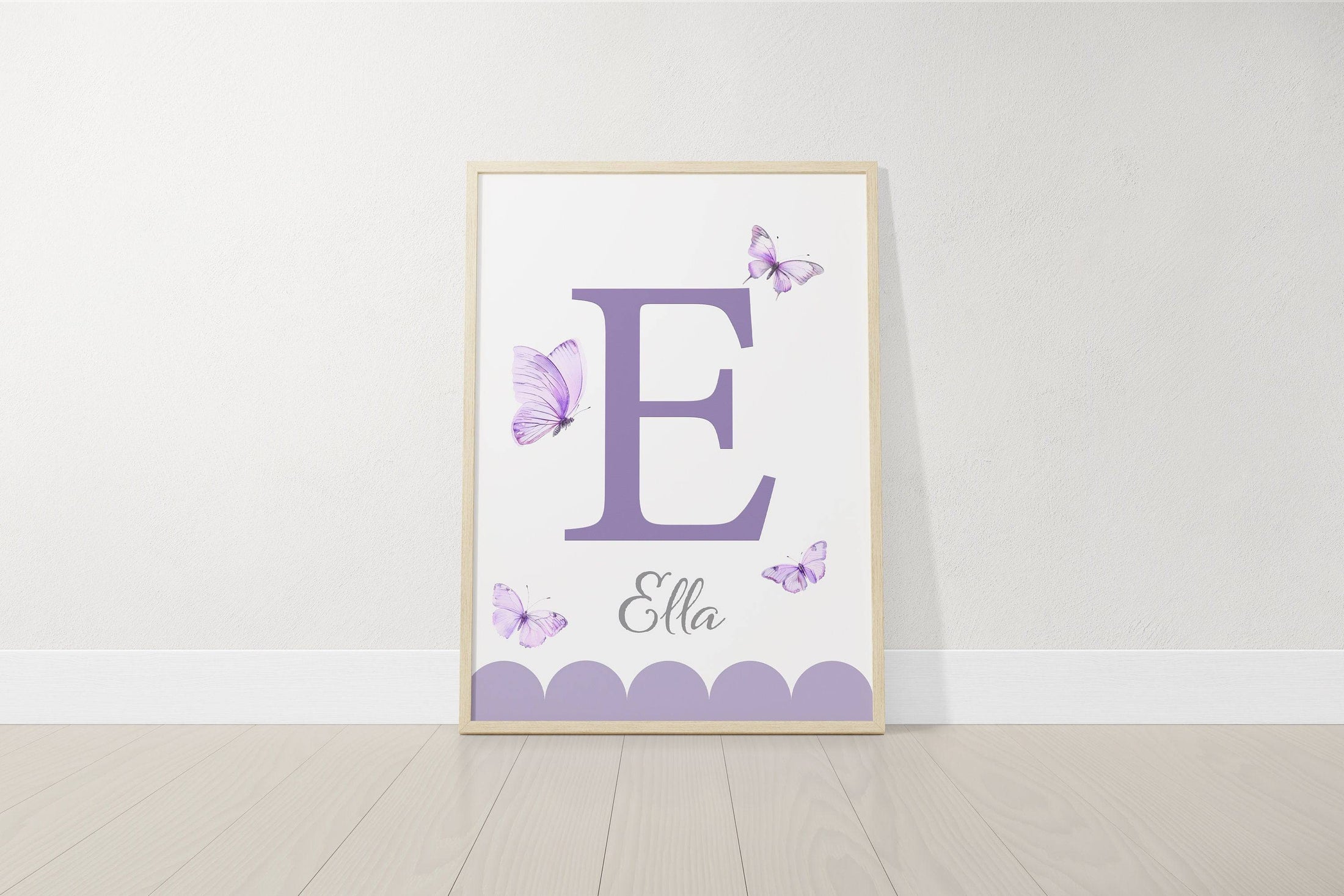 Purple Butterfly Personalised Nursery Prints | Set of 3 | Wall Art for Baby Girls' Room - RoseRowanDesign
