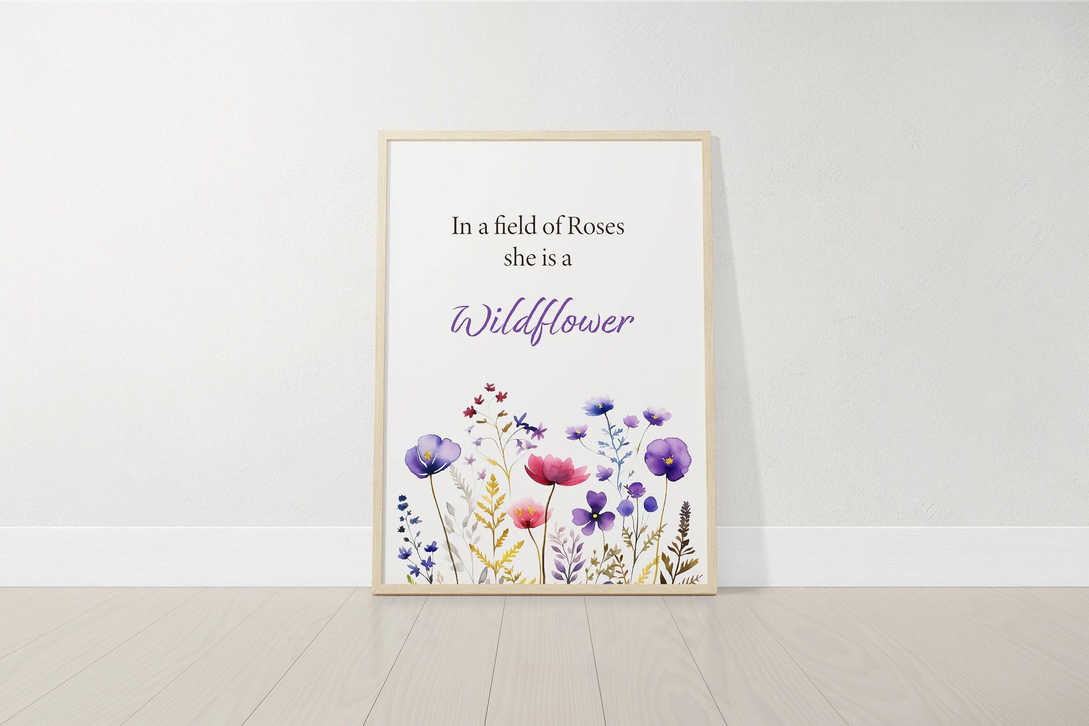 Purple Wildflower Nursery Prints | Set of 3 | Floral Decor for Baby Girls' Room - RoseRowanDesign