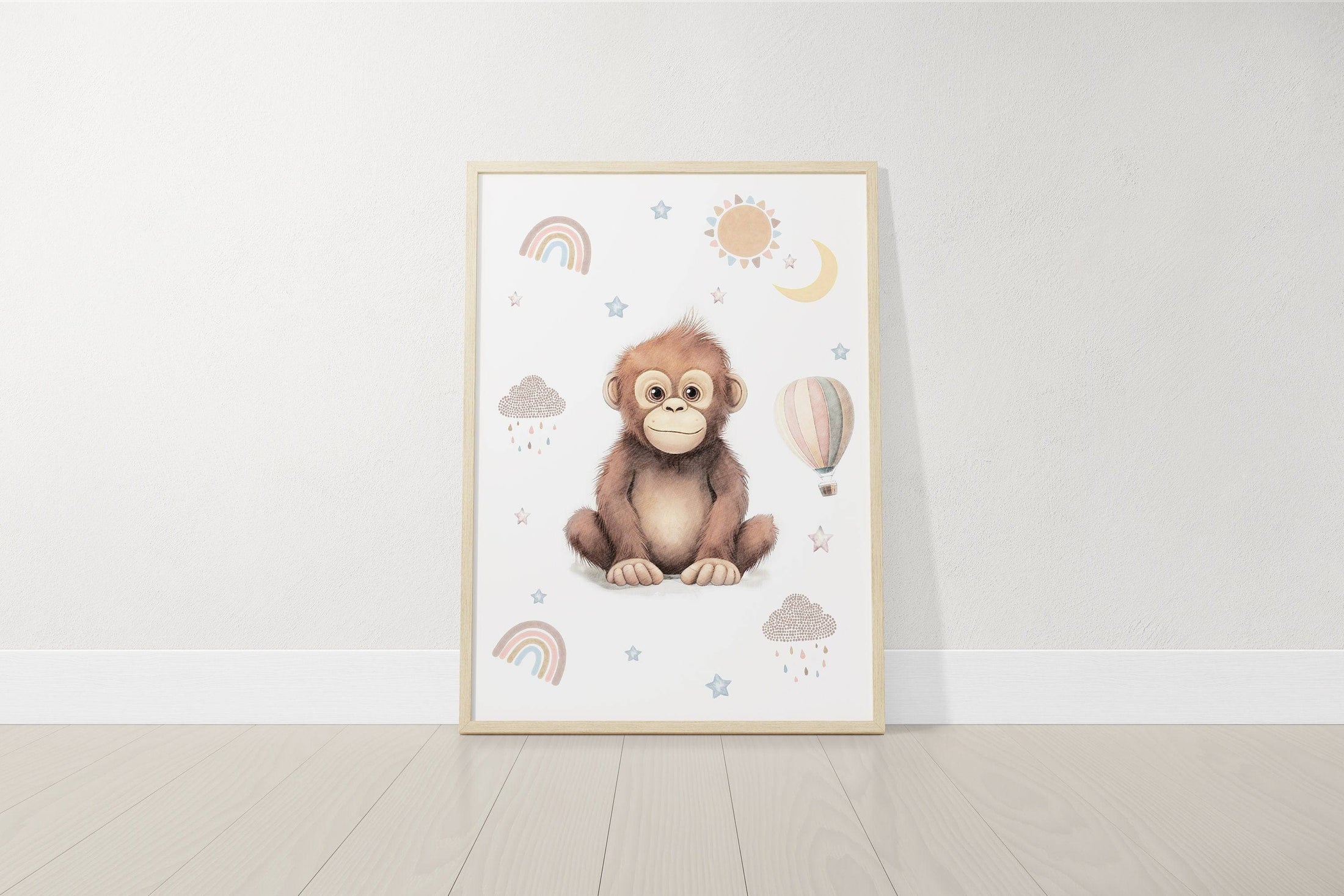 Safari Animal Boho Nursery Prints | Set of 3 | Unisex Wall Art for Baby's Room - RoseRowanDesign