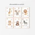 Load image into Gallery viewer, Safari Animal Boho Nursery Prints | Set of 3 | Unisex Wall Art for Baby's Room - RoseRowanDesign
