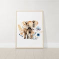 Load image into Gallery viewer, Safari Animal Boho Nursery Prints | Set of 3 | Wildflower Wall Art for Baby's Room - RoseRowanDesign
