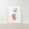Load image into Gallery viewer, Safari Animal Nursery Prints | Set of 3 | Blue Balloon Wall Art for Baby Boy's Bedroom - RoseRowanDesign
