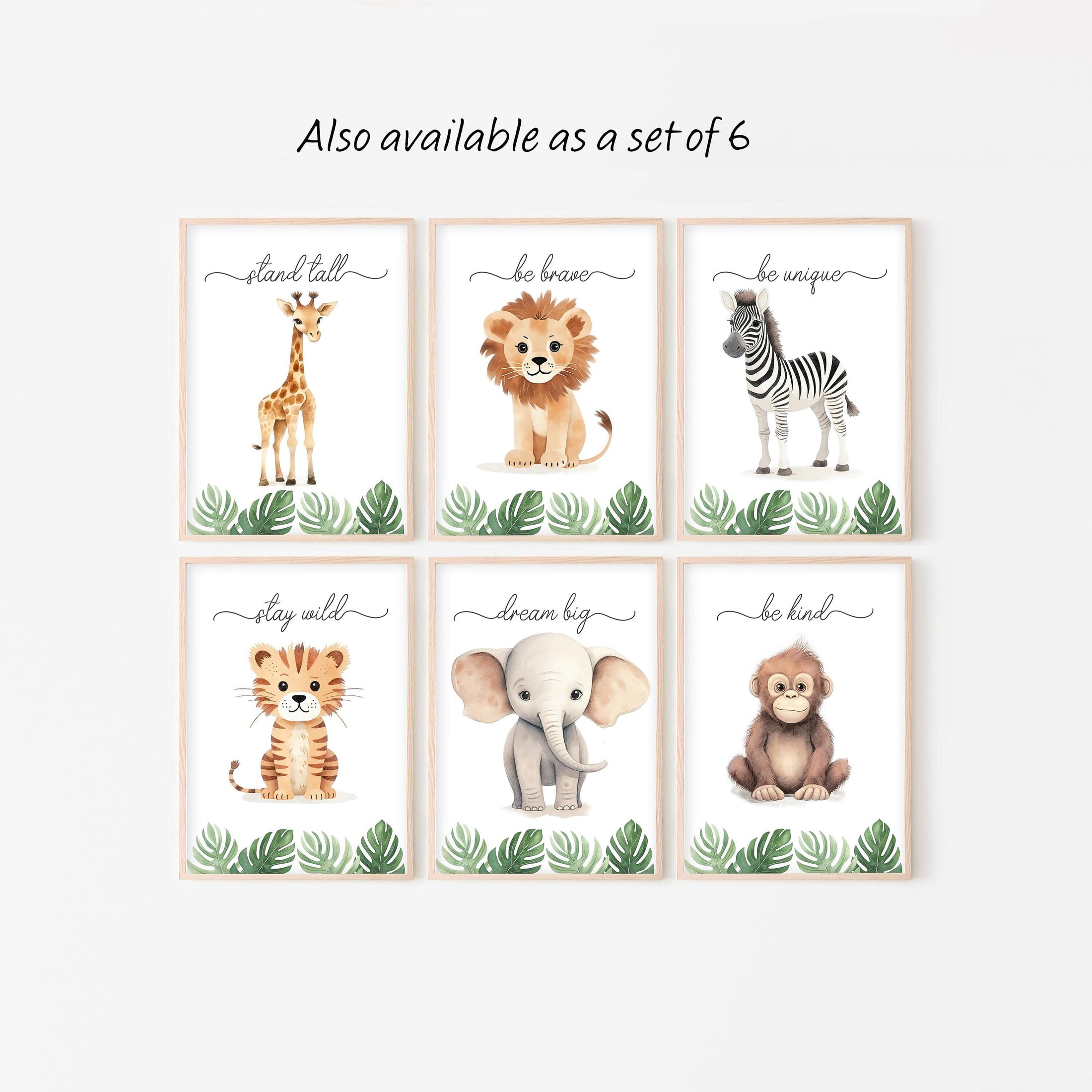 Safari Animal Nursery Prints | Set of 3 | Jungle Theme Wall Art for Babies' Room - RoseRowanDesign