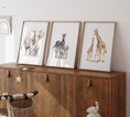 Load image into Gallery viewer, Safari Animal Nursery Prints | Set of 3 | Neutral Wall Art for Baby's Room - RoseRowanDesign
