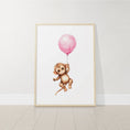 Load image into Gallery viewer, Safari Animal Nursery Prints | Set of 3 | Pink Balloon Wall Art for Baby Girl's Bedroom - RoseRowanDesign
