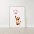 Load image into Gallery viewer, Safari Animal Nursery Prints | Set of 3 | Pink Balloon Wall Art for Baby Girl's Bedroom - RoseRowanDesign
