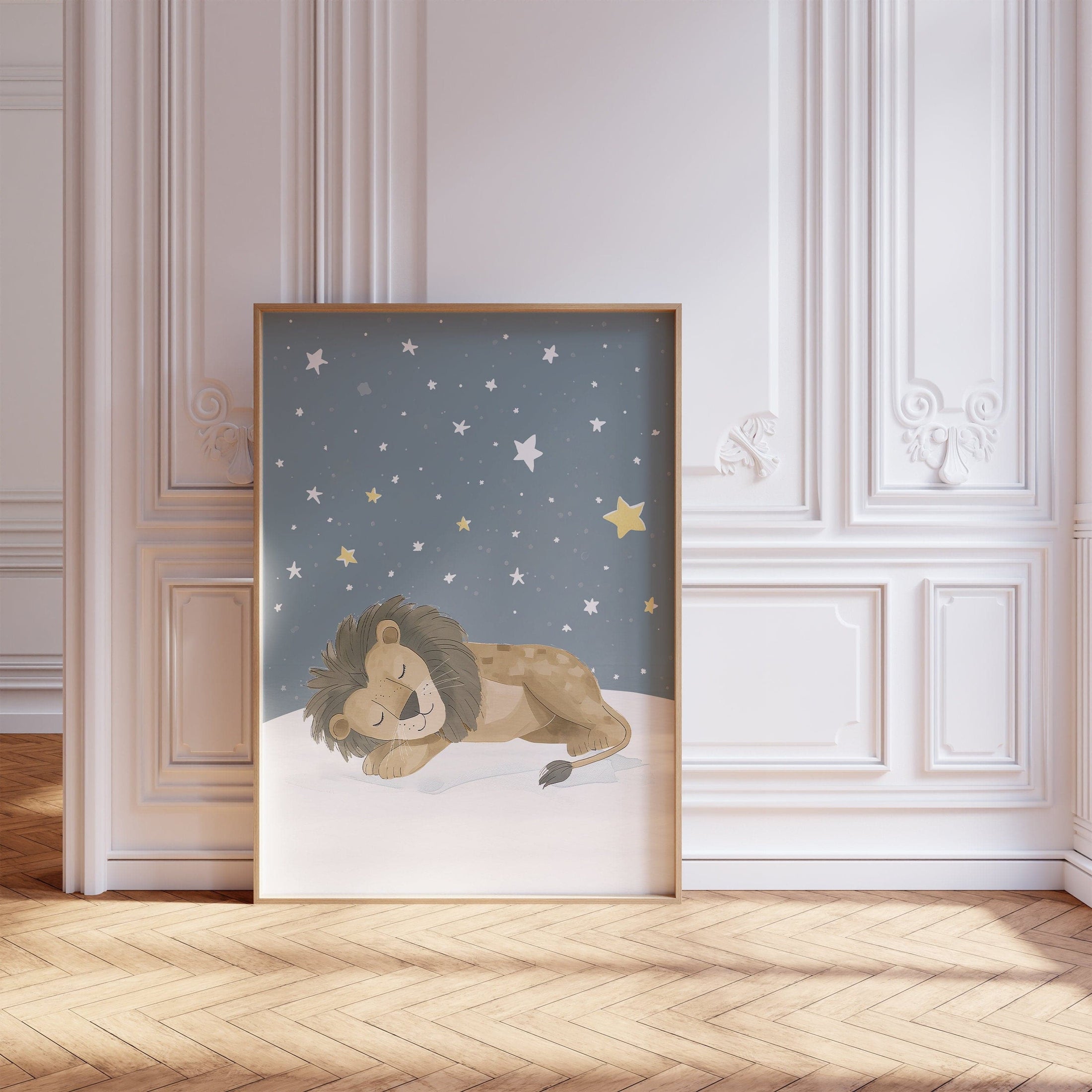 Safari Animal Nursery Wall Prints | Set of 3 | Sleeping Animals & Starry Night Decor for Babies' Room - RoseRowanDesign