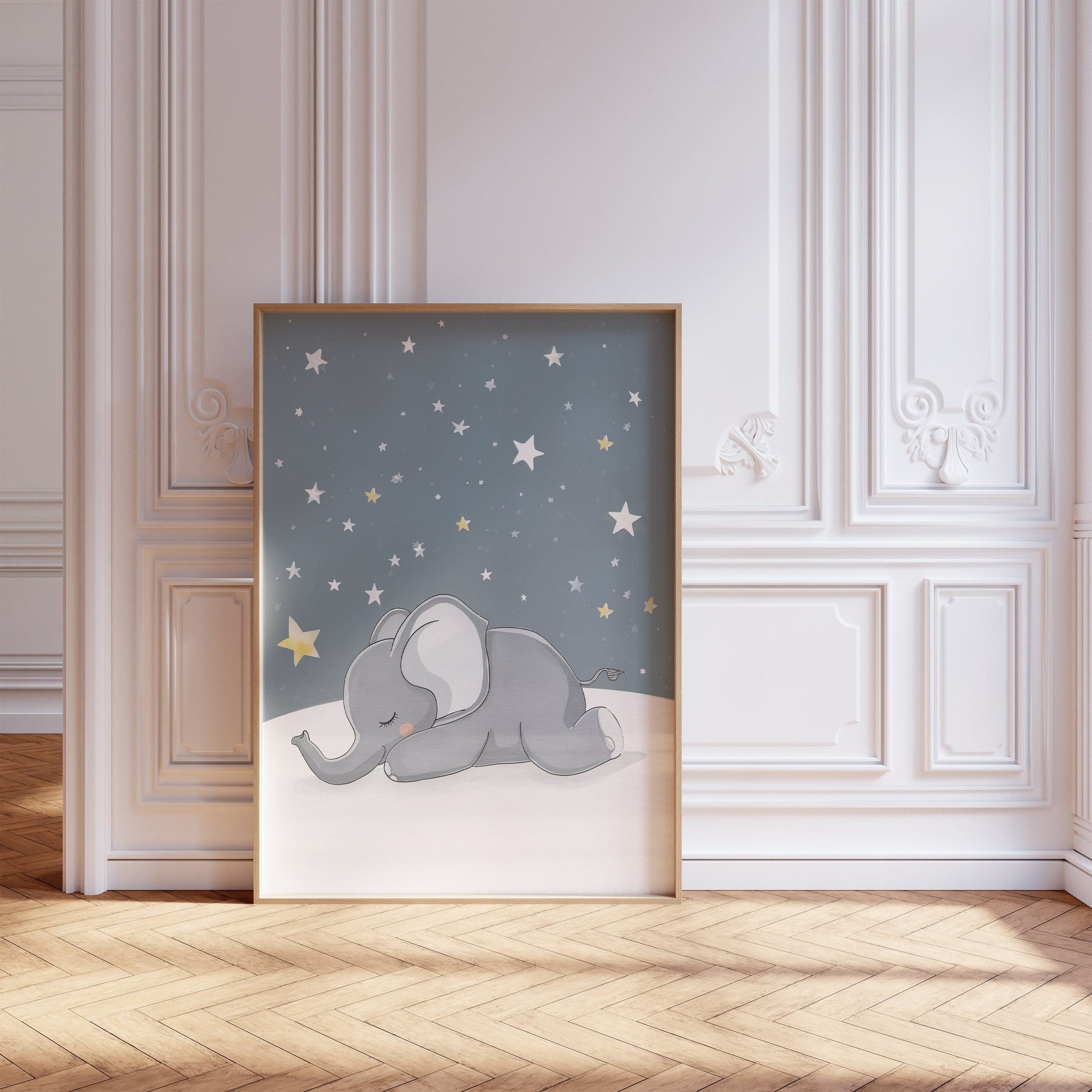 Safari Animal Nursery Wall Prints | Set of 3 | Sleeping Animals & Starry Night Decor for Babies' Room - RoseRowanDesign