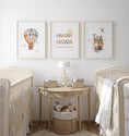 Load image into Gallery viewer, Safari Animal Prints for Nursery - Gender Neutral Decor for Babies Room - Hakuna Matata - Hot Air Balloon, HuAnimal Ark - RoseRowanDesign
