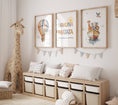 Load image into Gallery viewer, Safari Animal Prints for Nursery - Gender Neutral Decor for Babies Room - Hakuna Matata - Hot Air Balloon, HuAnimal Ark - RoseRowanDesign
