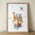 Load image into Gallery viewer, Safari Animal Prints for Nursery - Gender Neutral Decor for Babies Room - Hakuna Matata - Hot Air Balloon, HuAnimal Ark - RoseRowanDesign
