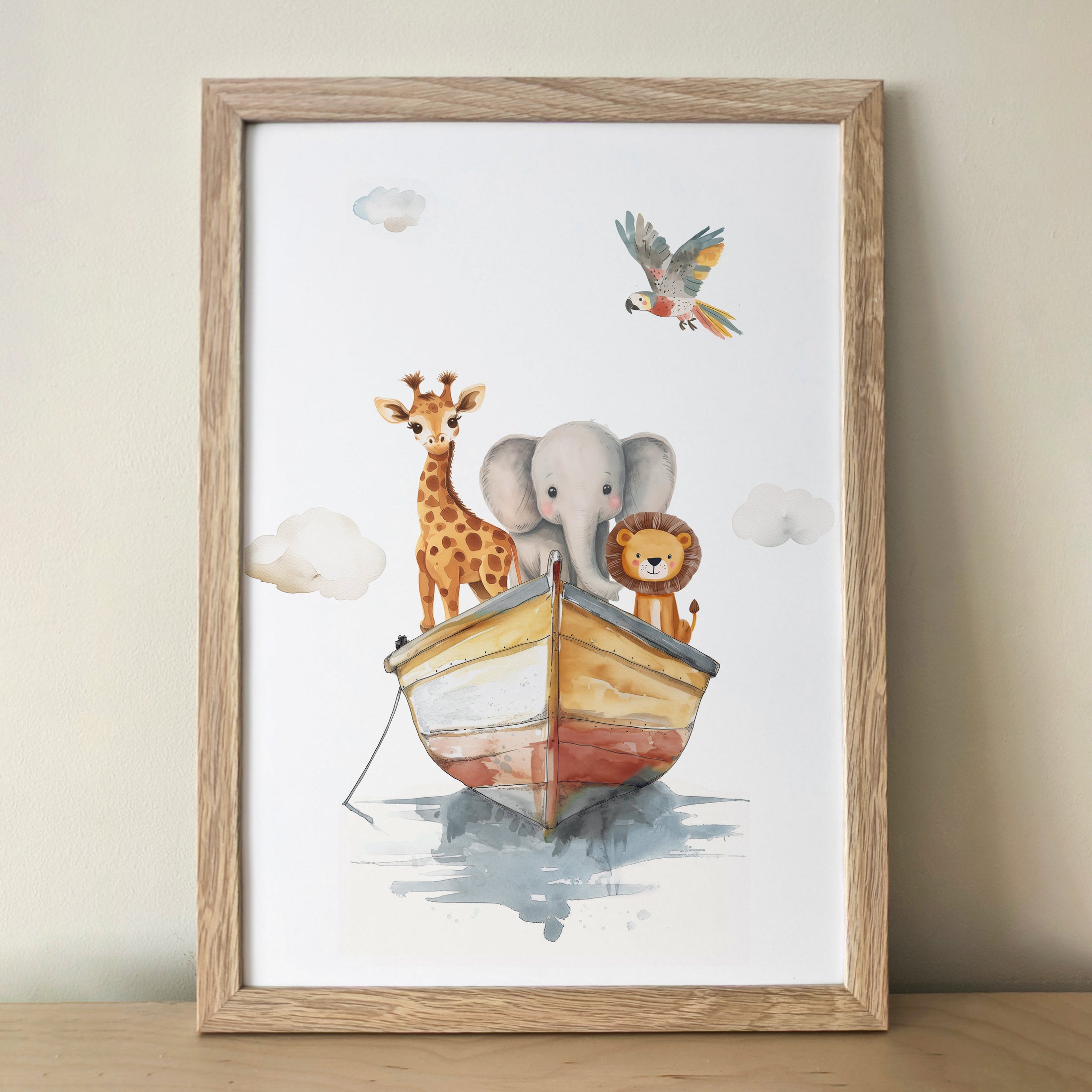 Safari Animal Prints for Nursery - Gender Neutral Decor for Babies Room - Hakuna Matata - Hot Air Balloon, HuAnimal Ark - RoseRowanDesign