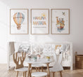 Load image into Gallery viewer, Safari Animal Prints for Nursery - Gender Neutral Decor for Babies Room - Hakuna Matata - Hot Air Balloon, HuAnimal Ark - RoseRowanDesign
