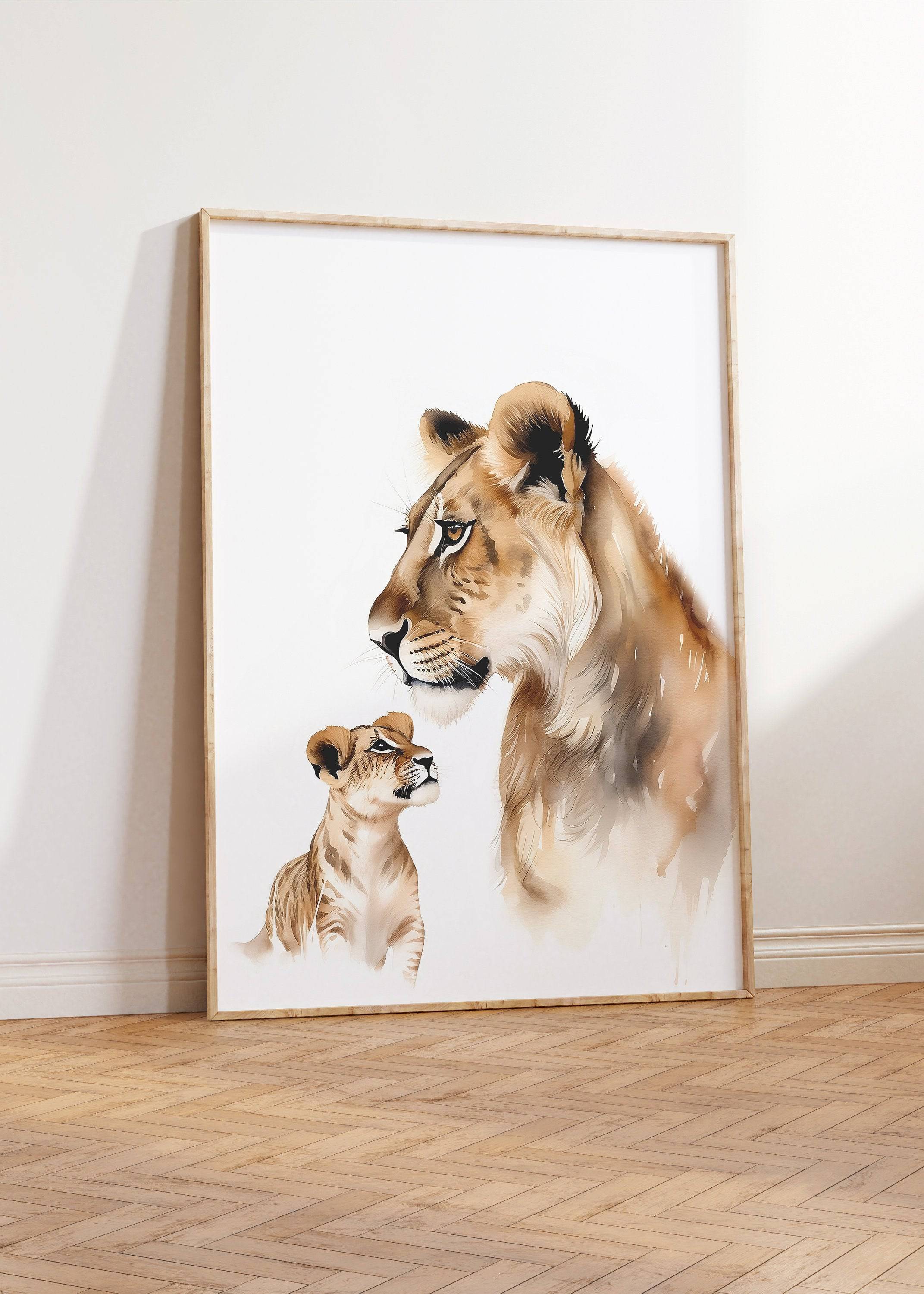 Safari Animal Wall Art Prints | Set of 3 | Nursery Decor Featuring Mum & Baby Designs - RoseRowanDesign